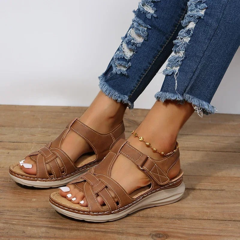 Orthopedic leather sandals for women – Emilia-Brown-3-Nora Luxe