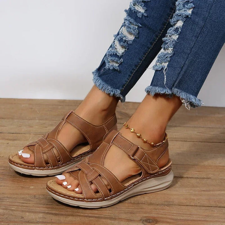 Orthopedic leather sandals for women – Emilia-Brown-3-Nora Luxe