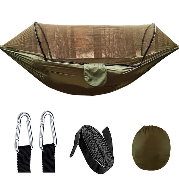 Outdoor Hammock with Mosquito Net - SkyNest-Olive green-Nora Luxe