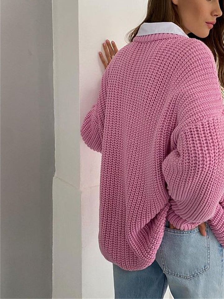 Oversized Chunky Knitted Sweater for Women - Amara-Blue-S-Nora Luxe