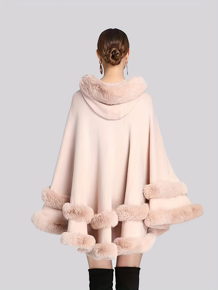 Oversized Furry Cape Jas for Women - Fiona-Bordeaux red-S-Nora Luxe