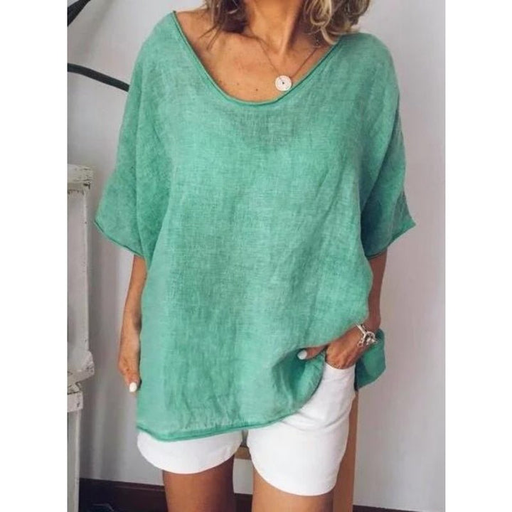 Oversized linen women's T-shirt – Elin-Black-S-Nora Luxe