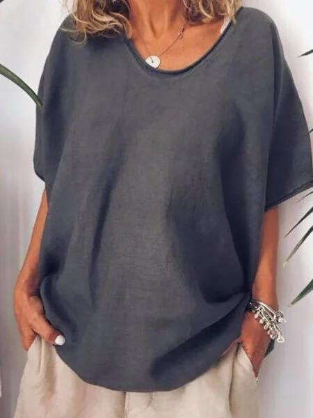 Oversized linen women's T-shirt – Elin-Black-S-Nora Luxe