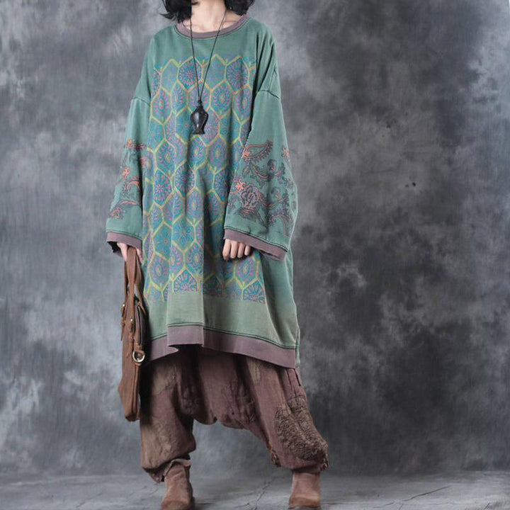 Oversized Midi Dress with O-Neck - Ameline-Nora Luxe