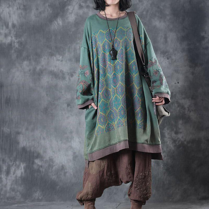 Oversized Midi Dress with O-Neck - Ameline-Nora Luxe