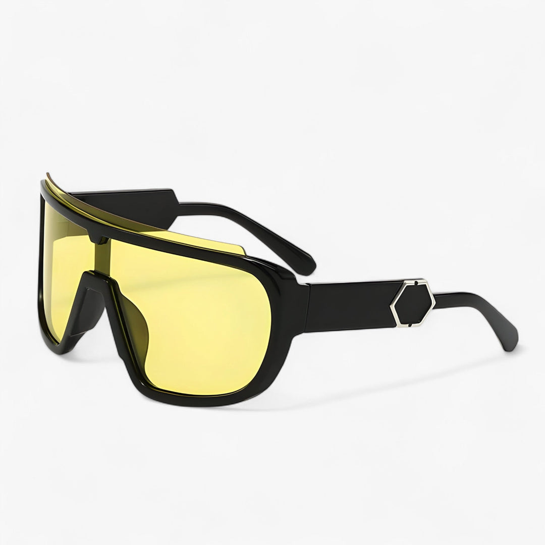 Oversized Monoblock Wraparound Sunglasses – Auron-Black Yellow-Nora Luxe