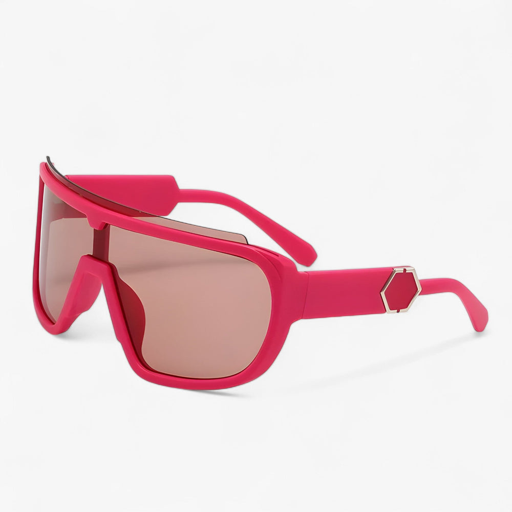 Oversized Monoblock Wraparound Sunglasses – Auron-Pink Grey-Nora Luxe