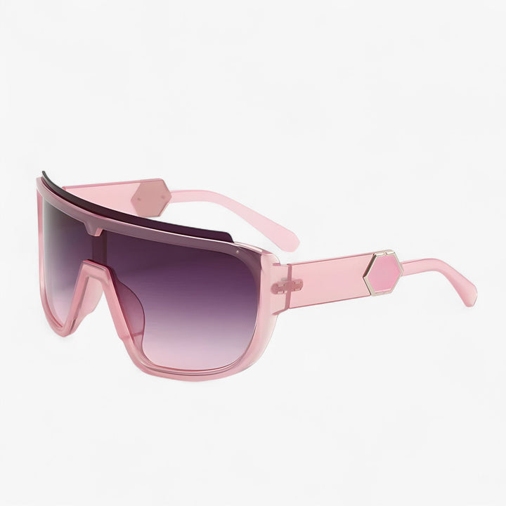 Oversized Monoblock Wraparound Sunglasses – Auron-Shiny Pink-Nora Luxe