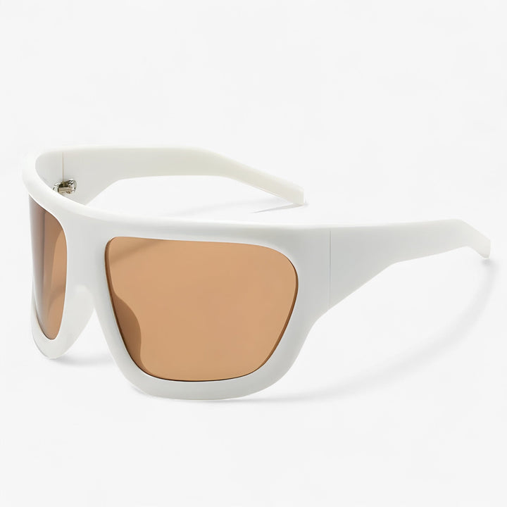 Oversized Steampunk Sports Sunglasses with Wraparound Design – Ignix-White Brown-Nora Luxe