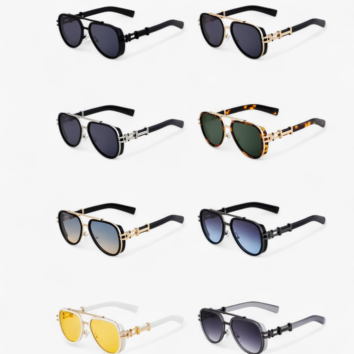 Oversized steampunk sunglasses with polarized lenses – Arclight-Black-Nora Luxe
