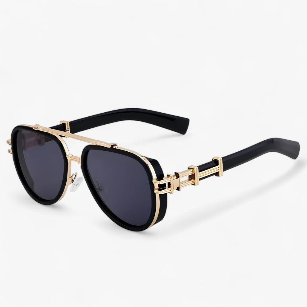 Oversized steampunk sunglasses with polarized lenses – Arclight-Black-Nora Luxe