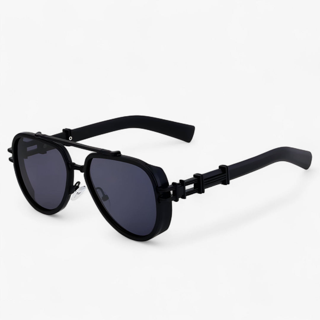 Oversized steampunk sunglasses with polarized lenses – Arclight-Black-Nora Luxe