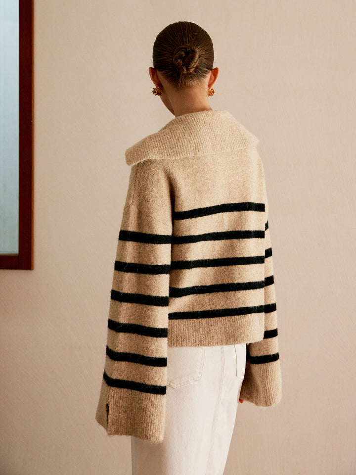 Oversized Striped Sweater for Women - Celina-Beige-XS-Nora Luxe