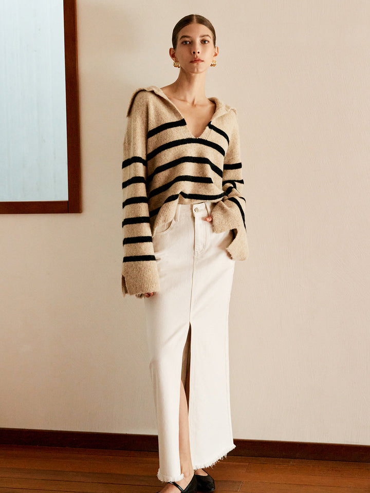 Oversized Striped Sweater for Women - Celina-Beige-XS-Nora Luxe