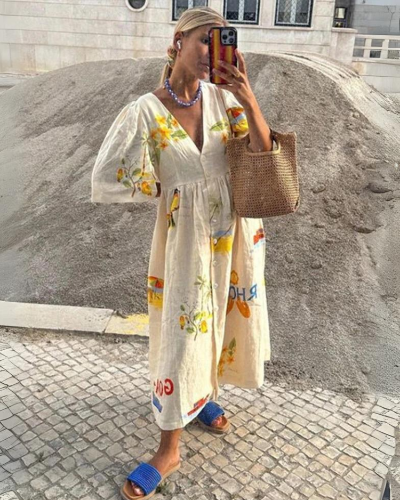 Oversized V-neck summer dress – Amara-S-Nora Luxe