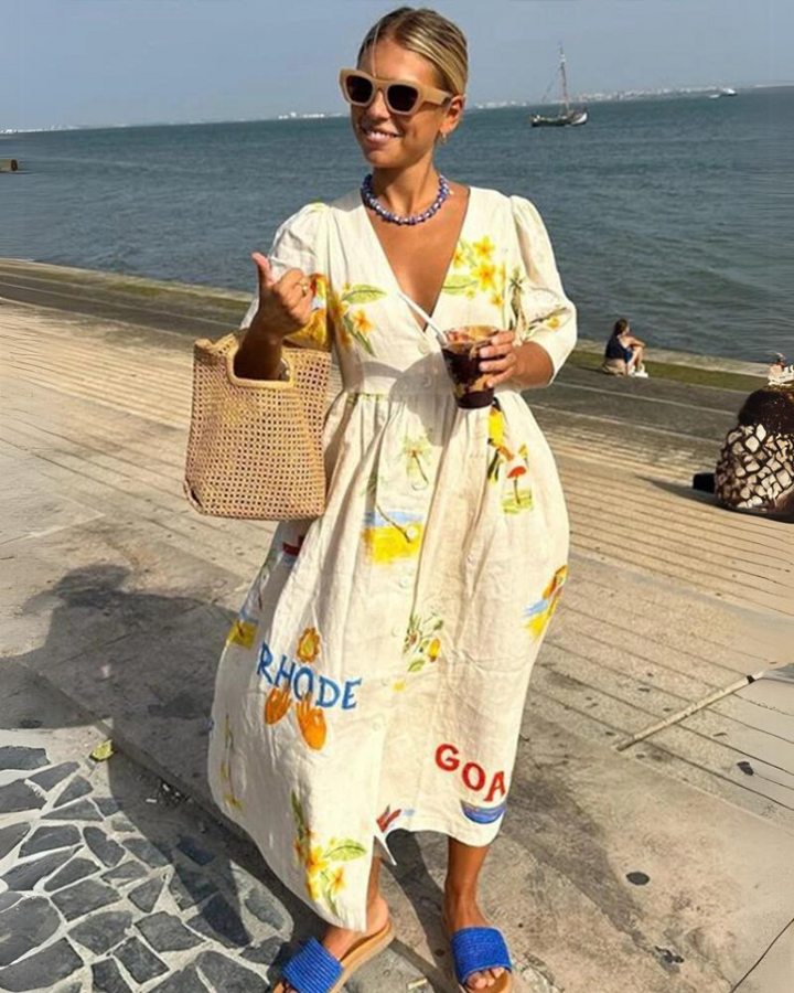 Oversized V-neck summer dress – Amara-S-Nora Luxe
