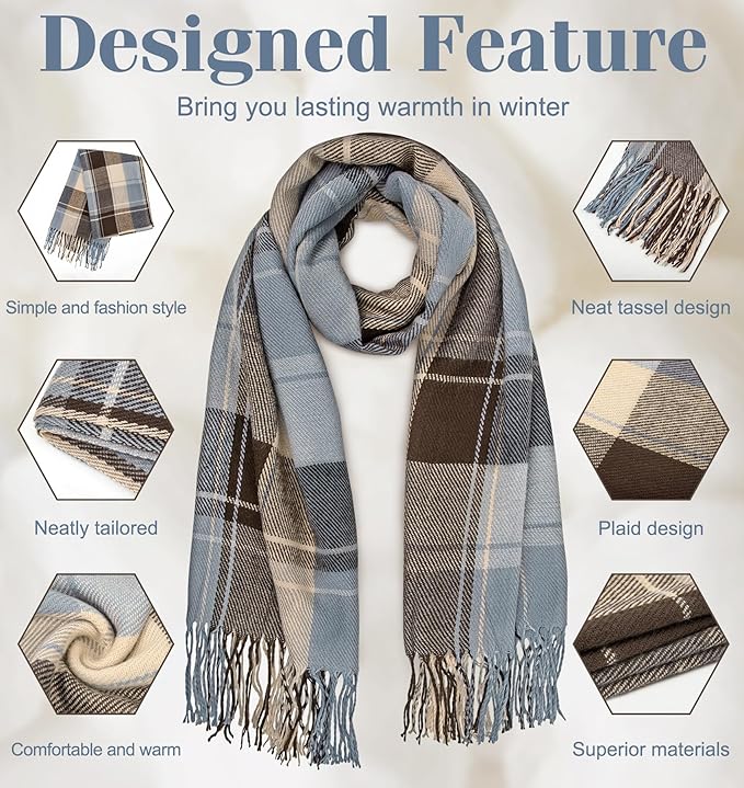 Oversized Winter Scarf - CozyPlaid-Black Red-Nora Luxe