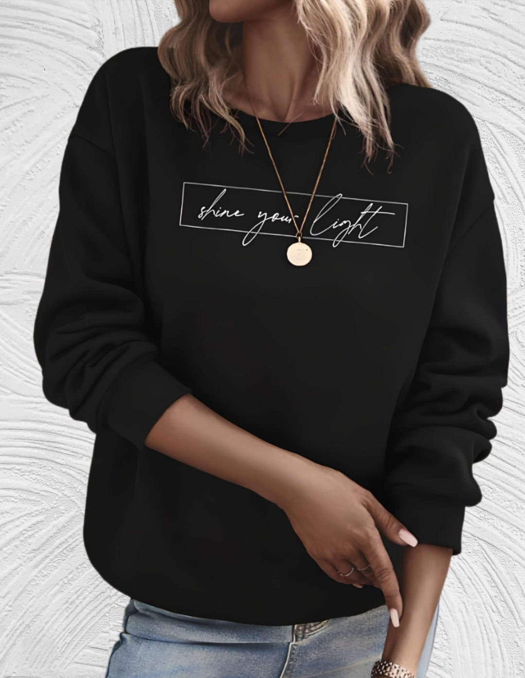 Oversized Women's Sweater with Round Neck - Luna-Black-S-Nora Luxe