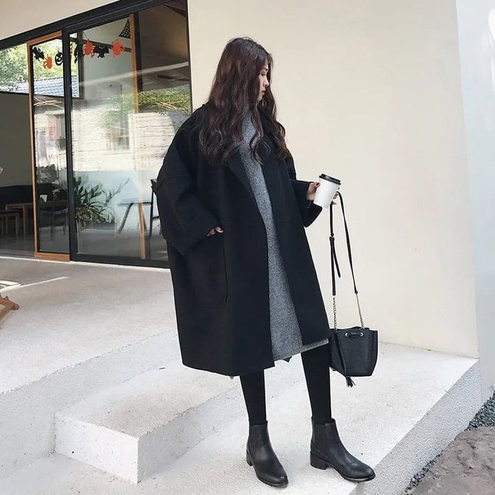 Oversized Wool Blend Trench Coat - Aura-Coffee-S-Nora Luxe