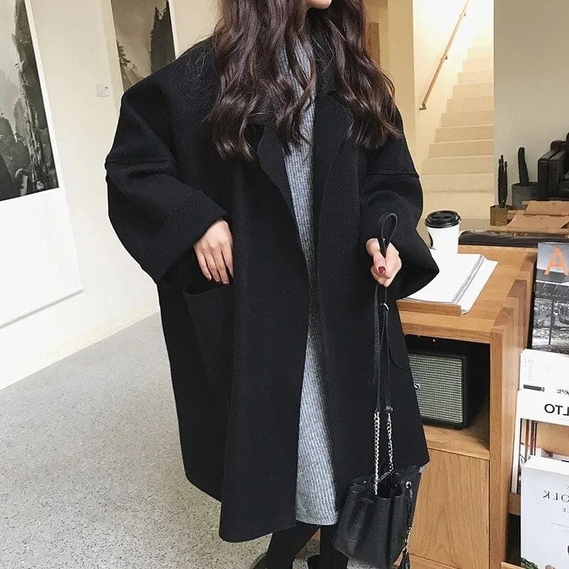 Oversized Wool Blend Trench Coat - Aura-Coffee-S-Nora Luxe