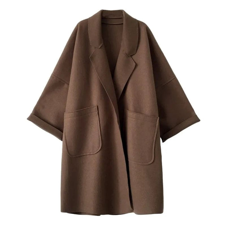 Oversized Wool Blend Trench Coat - Aura-Coffee-S-Nora Luxe