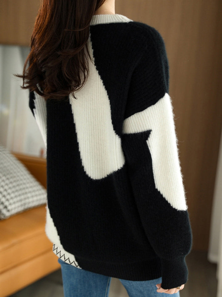 Oversized Zebra Print Sweater for Women - Lyla-Black-XS-Nora Luxe
