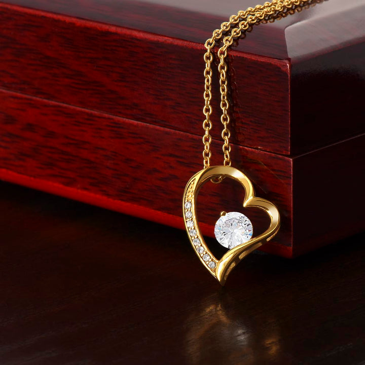 Pendant Necklace with Heart-Shaped Zirconia Stone - Esmée-14k White Gold-Standard-Nora Luxe