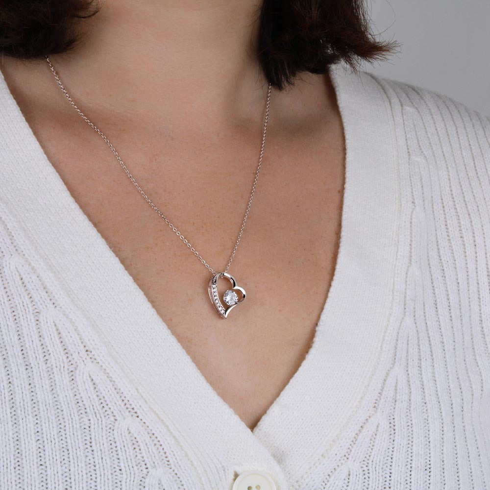 Pendant Necklace with Heart-Shaped Zirconia Stone - Esmée-14k White Gold-Standard-Nora Luxe