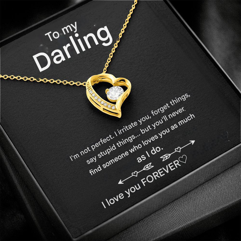 Pendant Necklace with Heart-Shaped Zirconia Stone - Esmée-14k White Gold-Standard-Nora Luxe