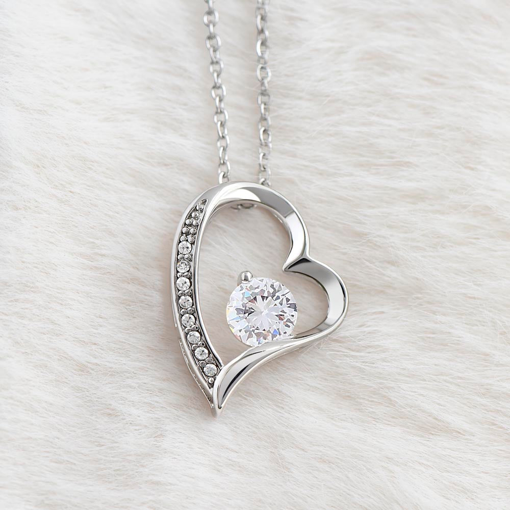 Pendant Necklace with Heart-Shaped Zirconia Stone - Esmée-14k White Gold-Standard-Nora Luxe