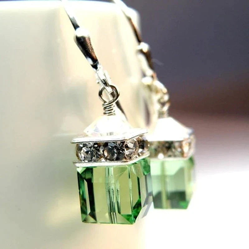 Peridot Crystal Drop Earrings-Nora Luxe