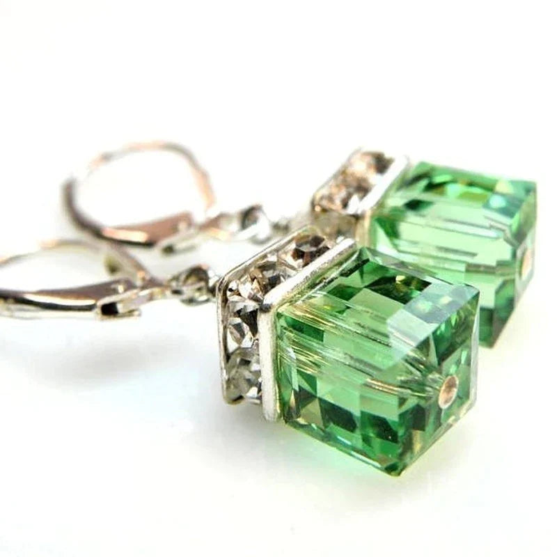 Peridot Crystal Drop Earrings-Nora Luxe