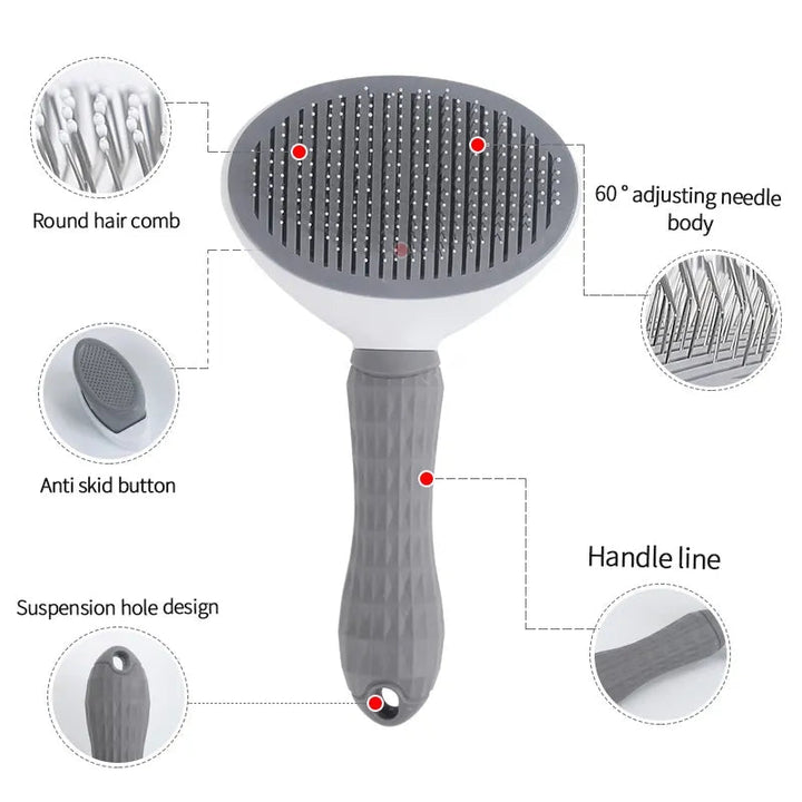 PET CARE BRUSH - SELF-CLEANING COMB FOR DOGS AND CATS-Gray-Nora Luxe
