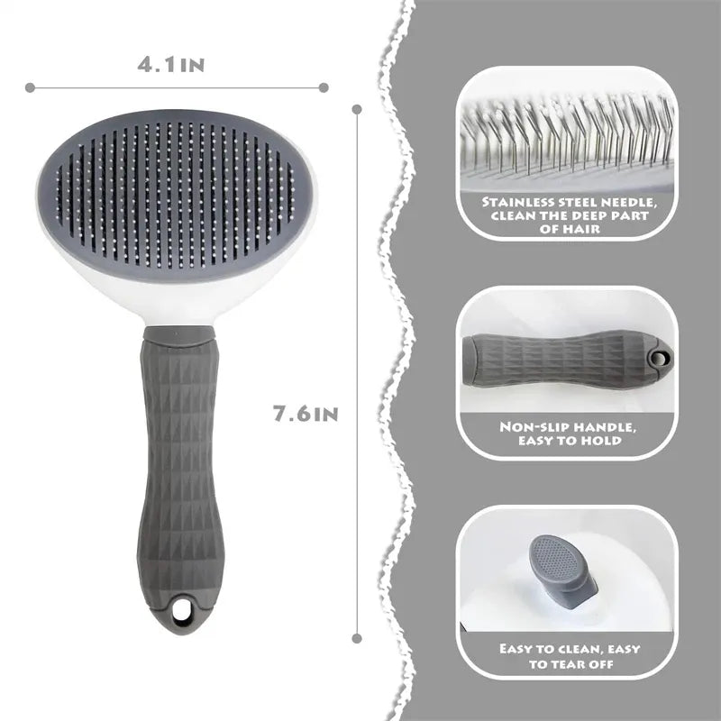 PET CARE BRUSH - SELF-CLEANING COMB FOR DOGS AND CATS-Gray-Nora Luxe