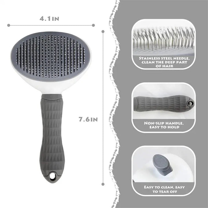 PET CARE BRUSH - SELF-CLEANING COMB FOR DOGS AND CATS-Gray-Nora Luxe