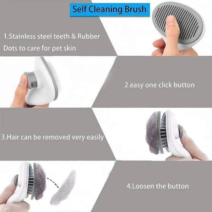 PET CARE BRUSH - SELF-CLEANING COMB FOR DOGS AND CATS-Gray-Nora Luxe