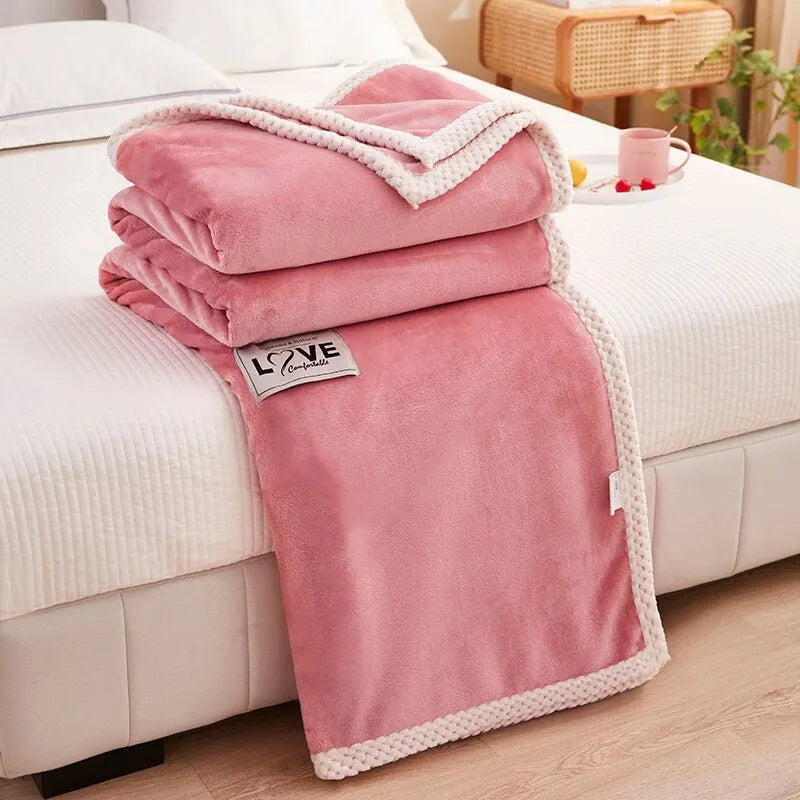 Pink Flannel Fleece Blanket - BlushCozy-Pink-27.56 × 39.37 in-Nora Luxe