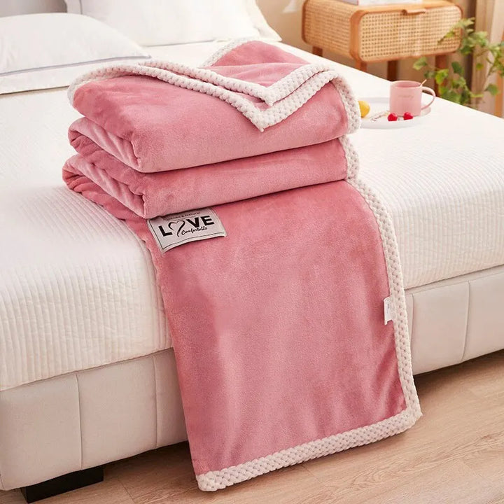 Pink Flannel Fleece Blanket - BlushCozy-Pink-27.56 × 39.37 in-Nora Luxe