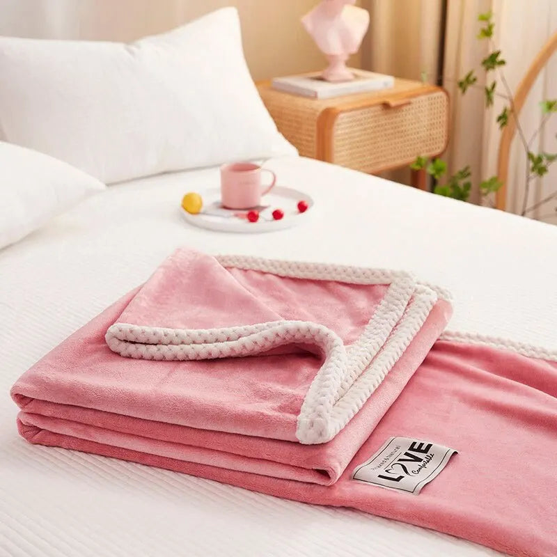 Pink Flannel Fleece Blanket - BlushCozy-Pink-27.56 × 39.37 in-Nora Luxe