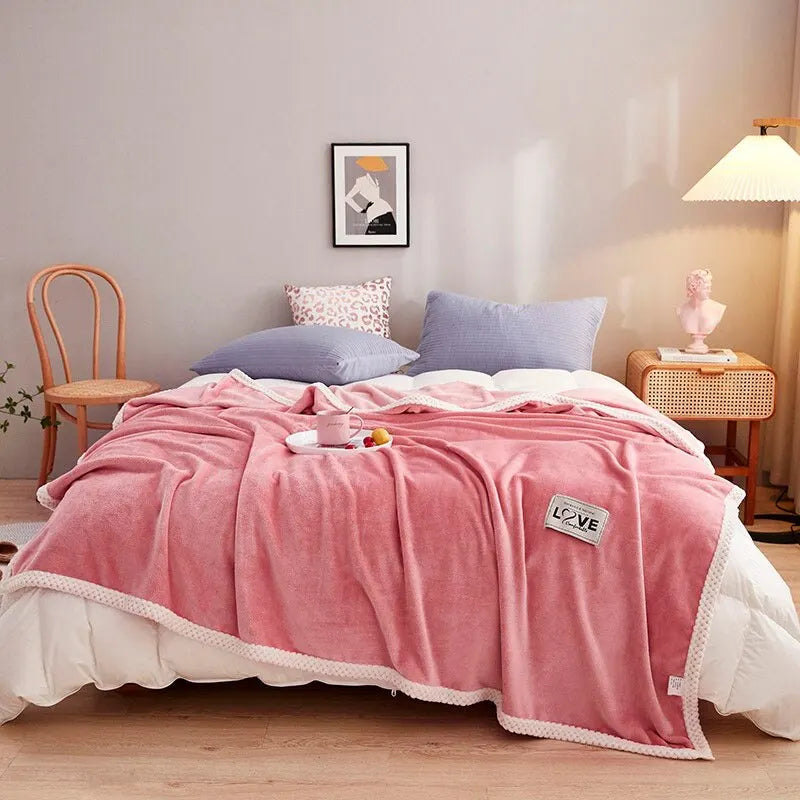 Pink Flannel Fleece Blanket - BlushCozy-Pink-27.56 × 39.37 in-Nora Luxe