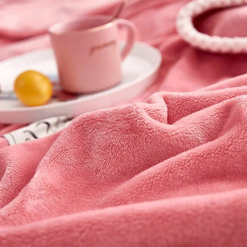 Pink Flannel Fleece Blanket - BlushCozy-Pink-27.56 × 39.37 in-Nora Luxe