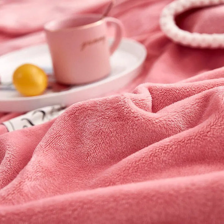 Pink Flannel Fleece Blanket - BlushCozy-Pink-27.56 × 39.37 in-Nora Luxe