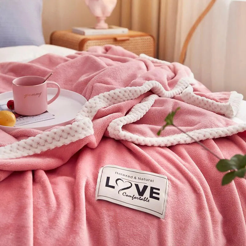 Pink Flannel Fleece Blanket - BlushCozy-Pink-27.56 × 39.37 in-Nora Luxe