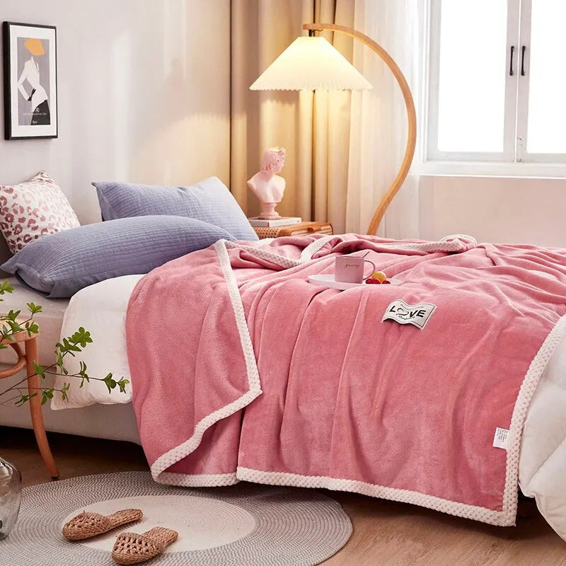 Pink Flannel Fleece Blanket - BlushCozy-Pink-27.56 × 39.37 in-Nora Luxe