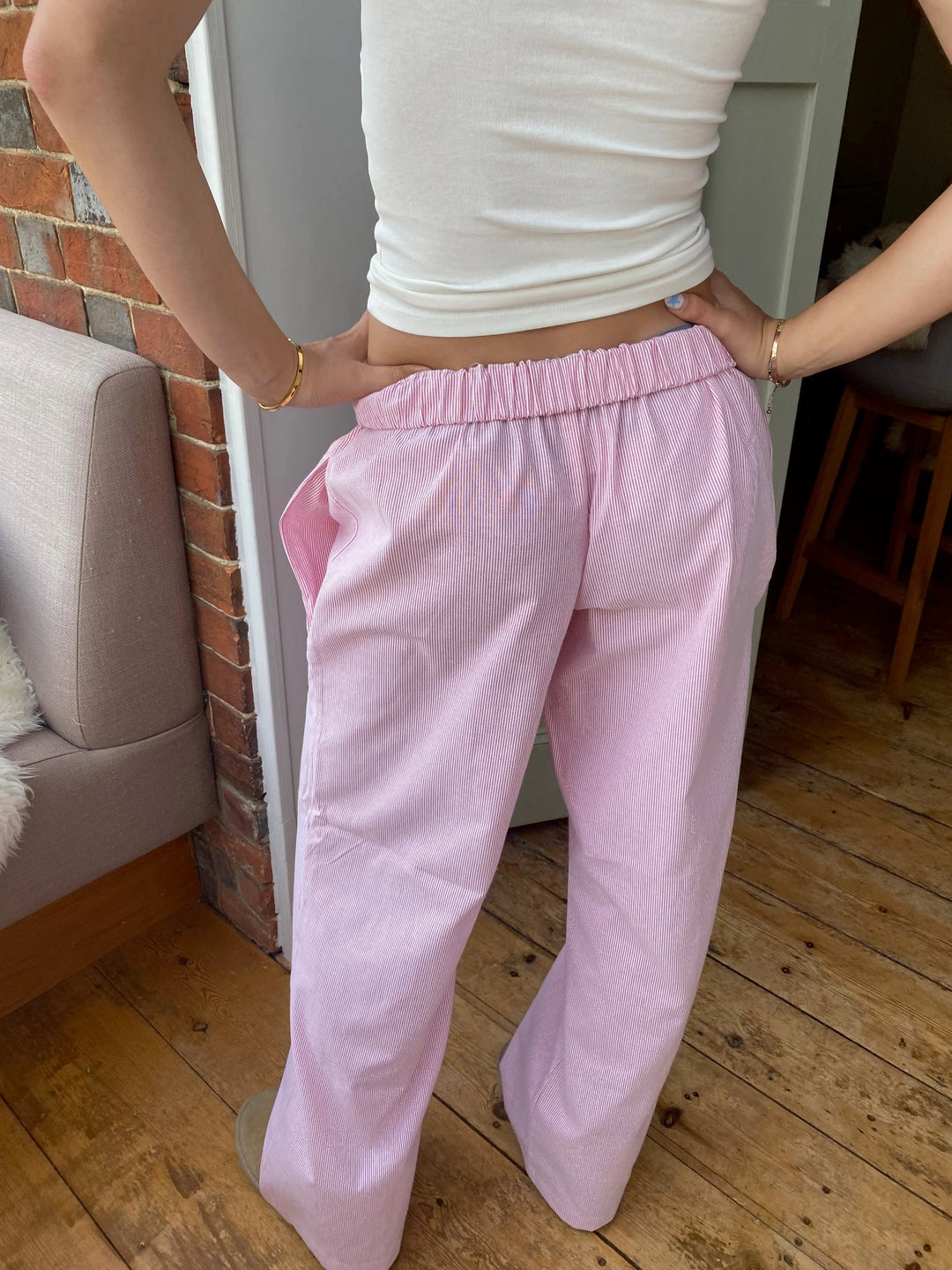 Ladies' lounge trousers with a stripe pattern – Elvira