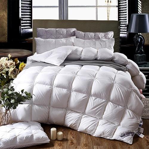 Piped Duvet made of 100% Goose Down - PlumeLux-White-90.55 in 6.61 lbs-Nora Luxe