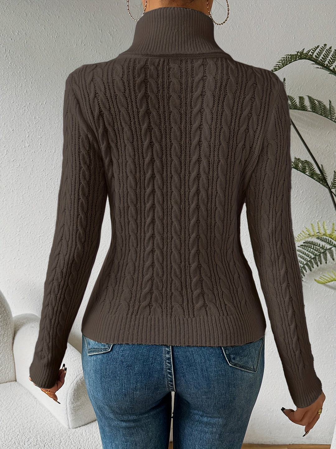 Plain Cable Knit Sweater for Women - Amara-White-S-Nora Luxe