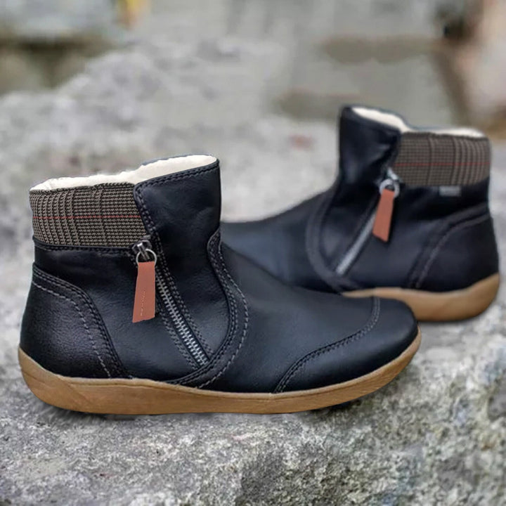 Plain Colored Ankle Boots - WarmStep-Black-2.5-Nora Luxe