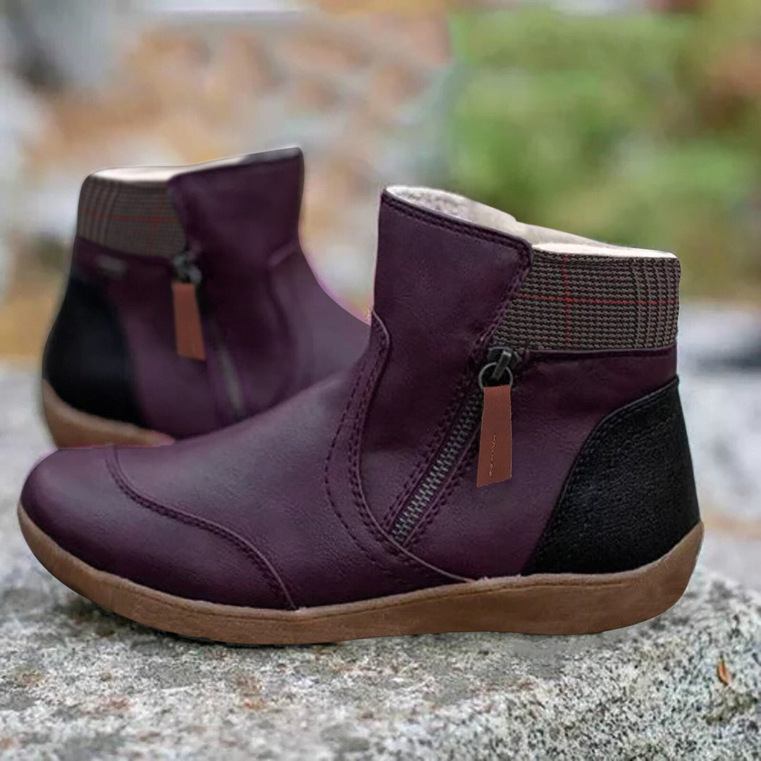 Plain Colored Ankle Boots - WarmStep-Purple-2.5-Nora Luxe