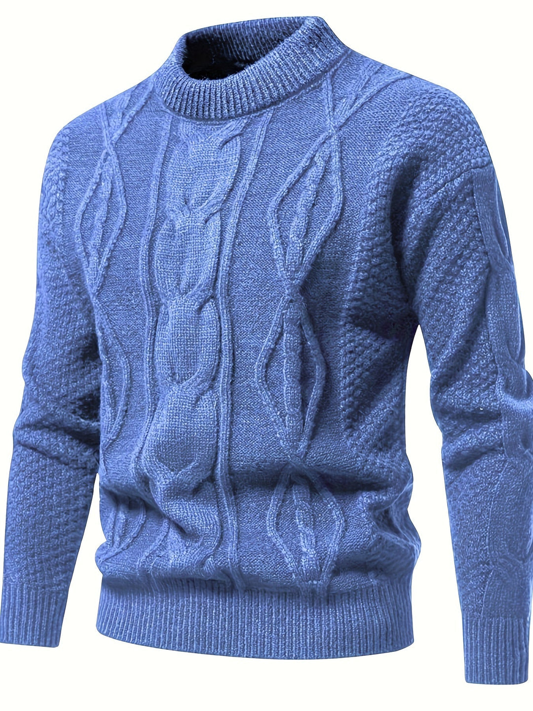 Plain Knitted Jumper for Men - Theo-Blue-XS-Nora Luxe